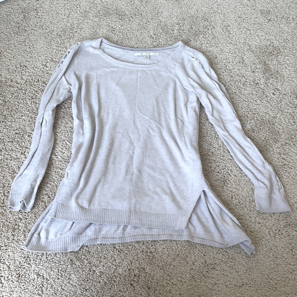 Lauren Conrad Oatmeal Sweater, Lace up Sleeves -M-